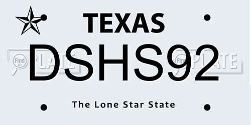 DSHS92 Texas License Plate