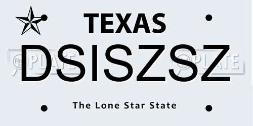 DSISZSZ Texas License Plate