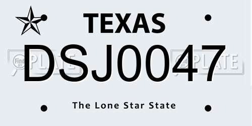 DSJ0047 Texas License Plate