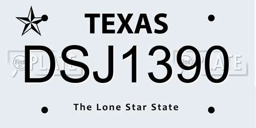 DSJ1390 Texas License Plate