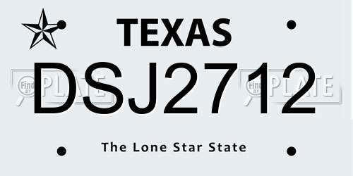 DSJ2712 Texas License Plate