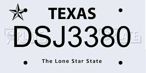 DSJ3380 Texas License Plate