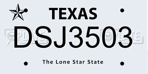 DSJ3503 Texas License Plate
