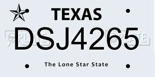 DSJ4265 Texas License Plate
