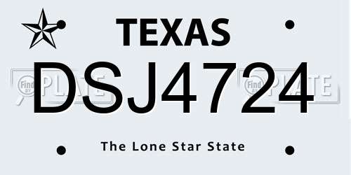 DSJ4724 Texas License Plate