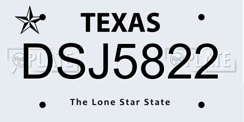 DSJ5822 Texas License Plate
