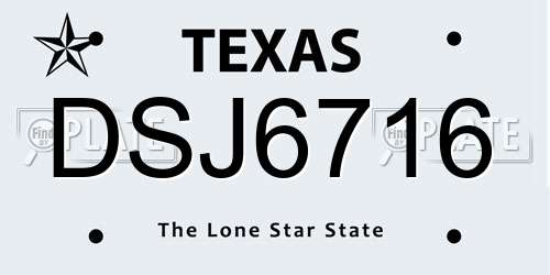 DSJ6716 Texas License Plate