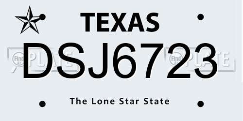 DSJ6723 Texas License Plate