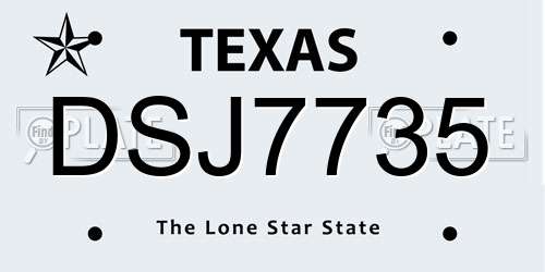 DSJ7735 Texas License Plate