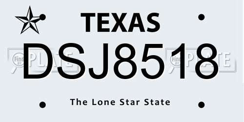 DSJ8518 Texas License Plate