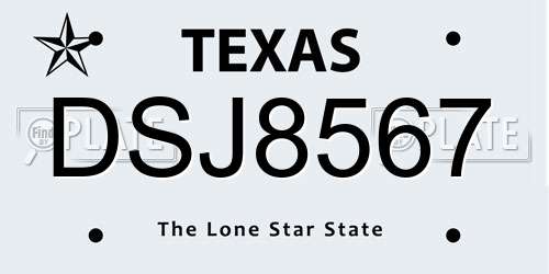 DSJ8567 Texas License Plate