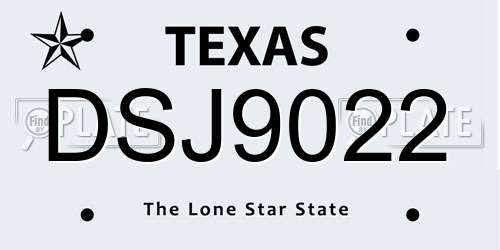 DSJ9022 Texas License Plate