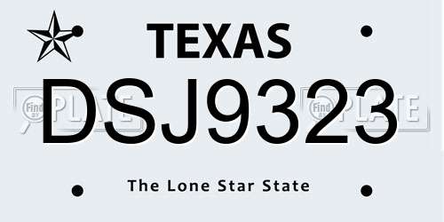 DSJ9323 Texas License Plate