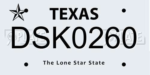 DSK0260 Texas License Plate