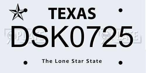 DSK0725 Texas License Plate