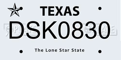 DSK0830 Texas License Plate