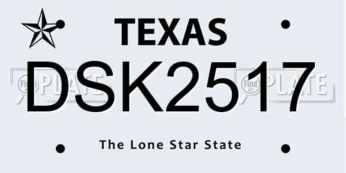 DSK2517 Texas License Plate