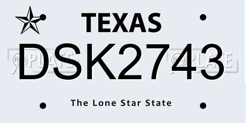DSK2743 Texas License Plate