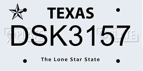 DSK3157 Texas License Plate