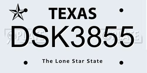 DSK3855 Texas License Plate