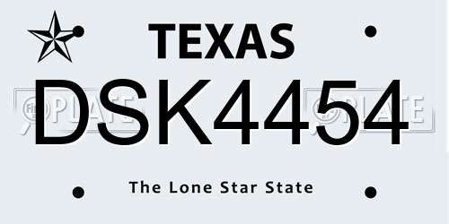 DSK4454 Texas License Plate