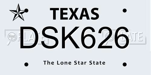 DSK626 Texas License Plate