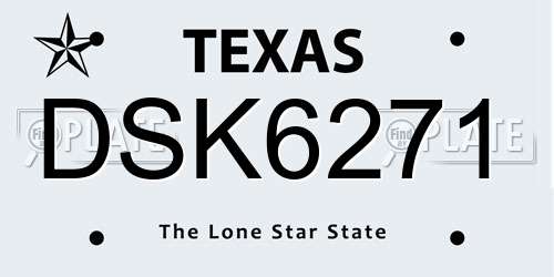 DSK6271 Texas License Plate
