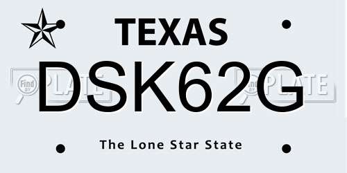 DSK62G Texas License Plate