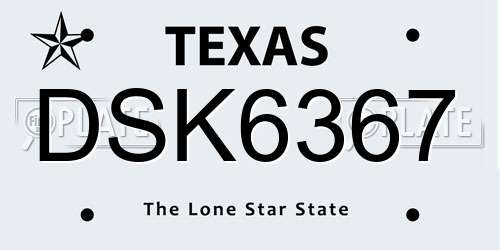 DSK6367 Texas License Plate