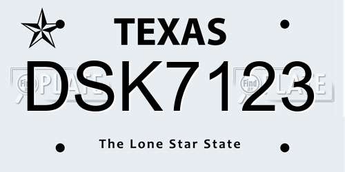 DSK7123 Texas License Plate
