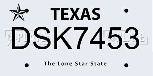 DSK7453 Texas License Plate