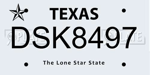 DSK8497 Texas License Plate
