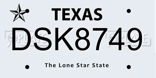 DSK8749 Texas License Plate
