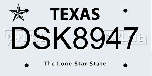 DSK8947 Texas License Plate