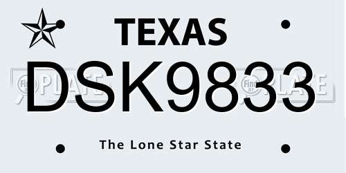 DSK9833 Texas License Plate