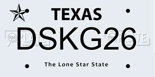 DSKG26 Texas License Plate