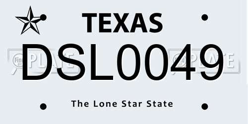 DSL0049 Texas License Plate