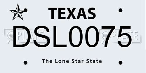 DSL0075 Texas License Plate