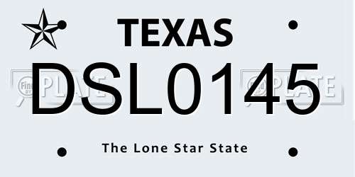 DSL0145 Texas License Plate