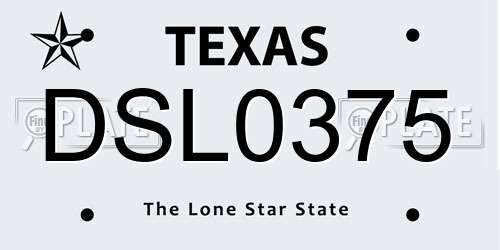 DSL0375 Texas License Plate