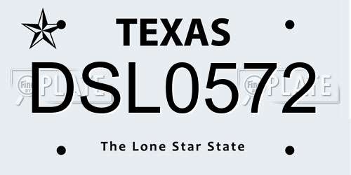 DSL0572 Texas License Plate