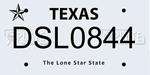 DSL0844 Texas License Plate