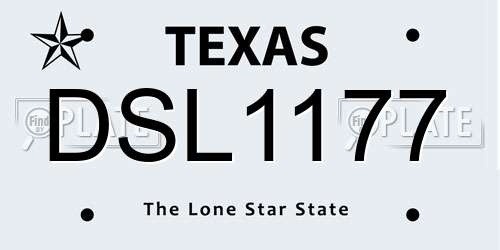 DSL1177 Texas License Plate