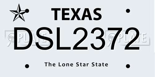 DSL2372 Texas License Plate