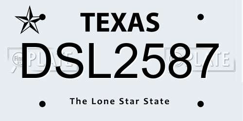 DSL2587 Texas License Plate