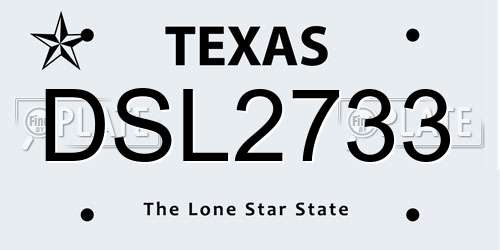 DSL2733 Texas License Plate