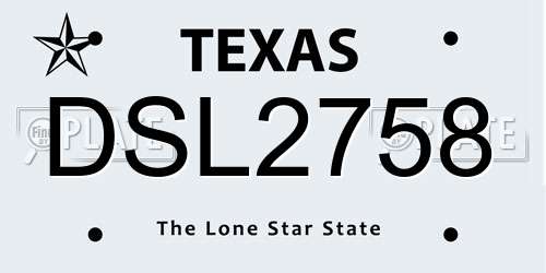 DSL2758 Texas License Plate