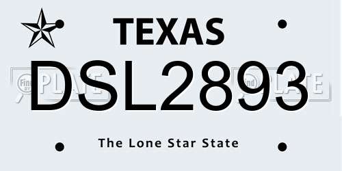 DSL2893 Texas License Plate
