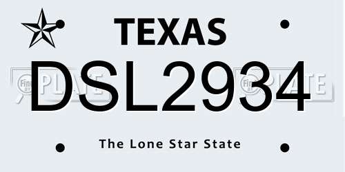 DSL2934 Texas License Plate