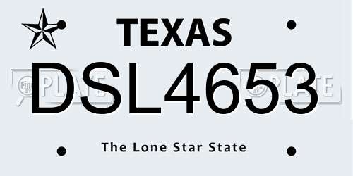 DSL4653 Texas License Plate